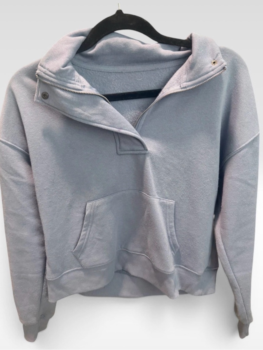 Light Blue Pullover Hoodie - Women's Cozy Half-Zip Sweatshirt